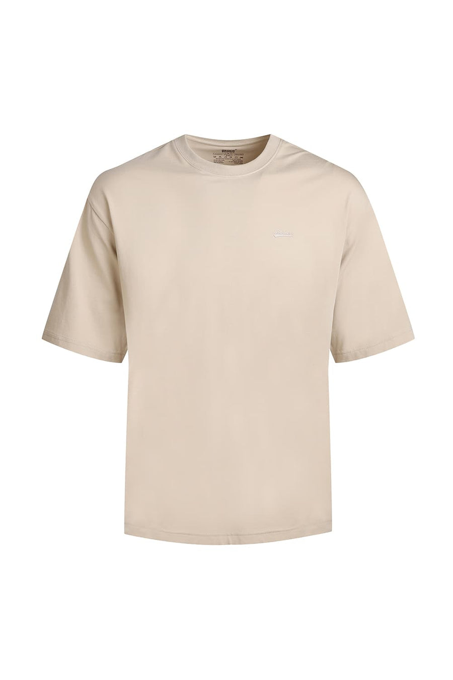 BASICS RELAXED FIT SAFARI BEIGE COTTON STRETCH CREW T-SHIRT