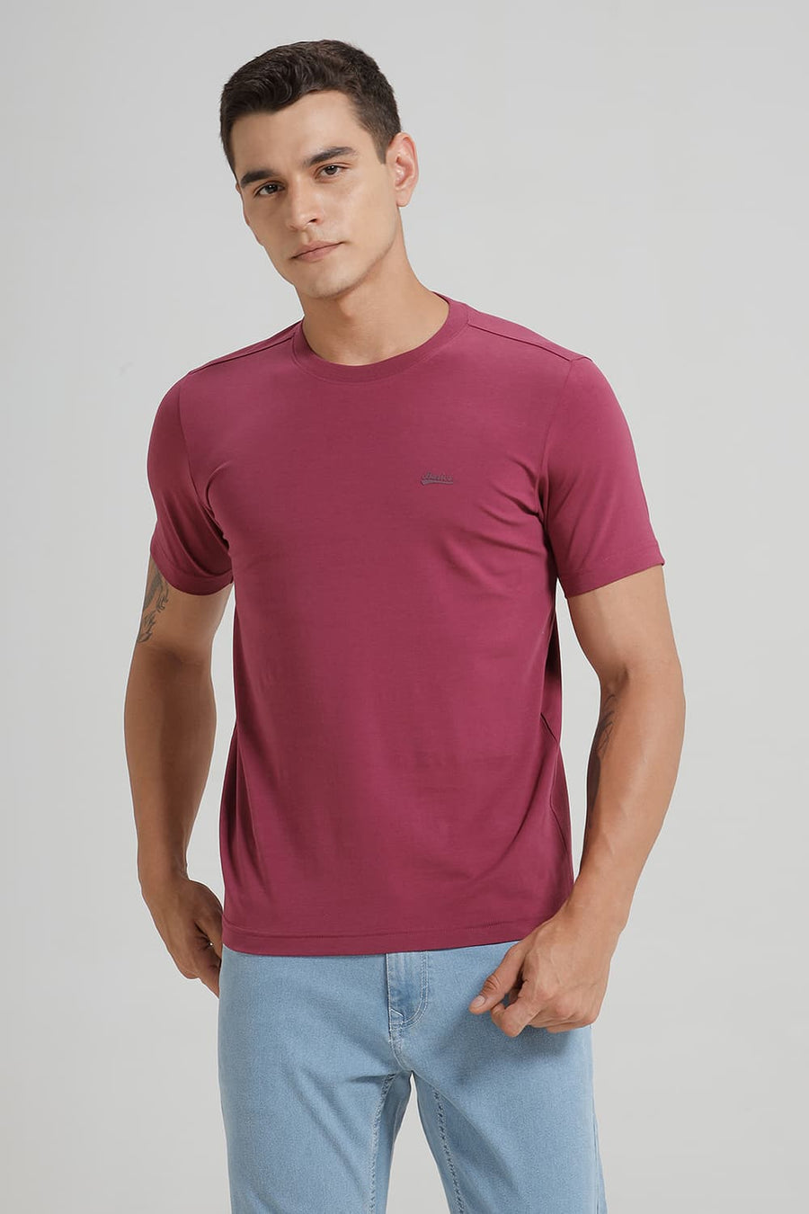 BASICS REGULAR FIT BOYSEN BERRY COTTON STRETCH CREW T-SHIRT