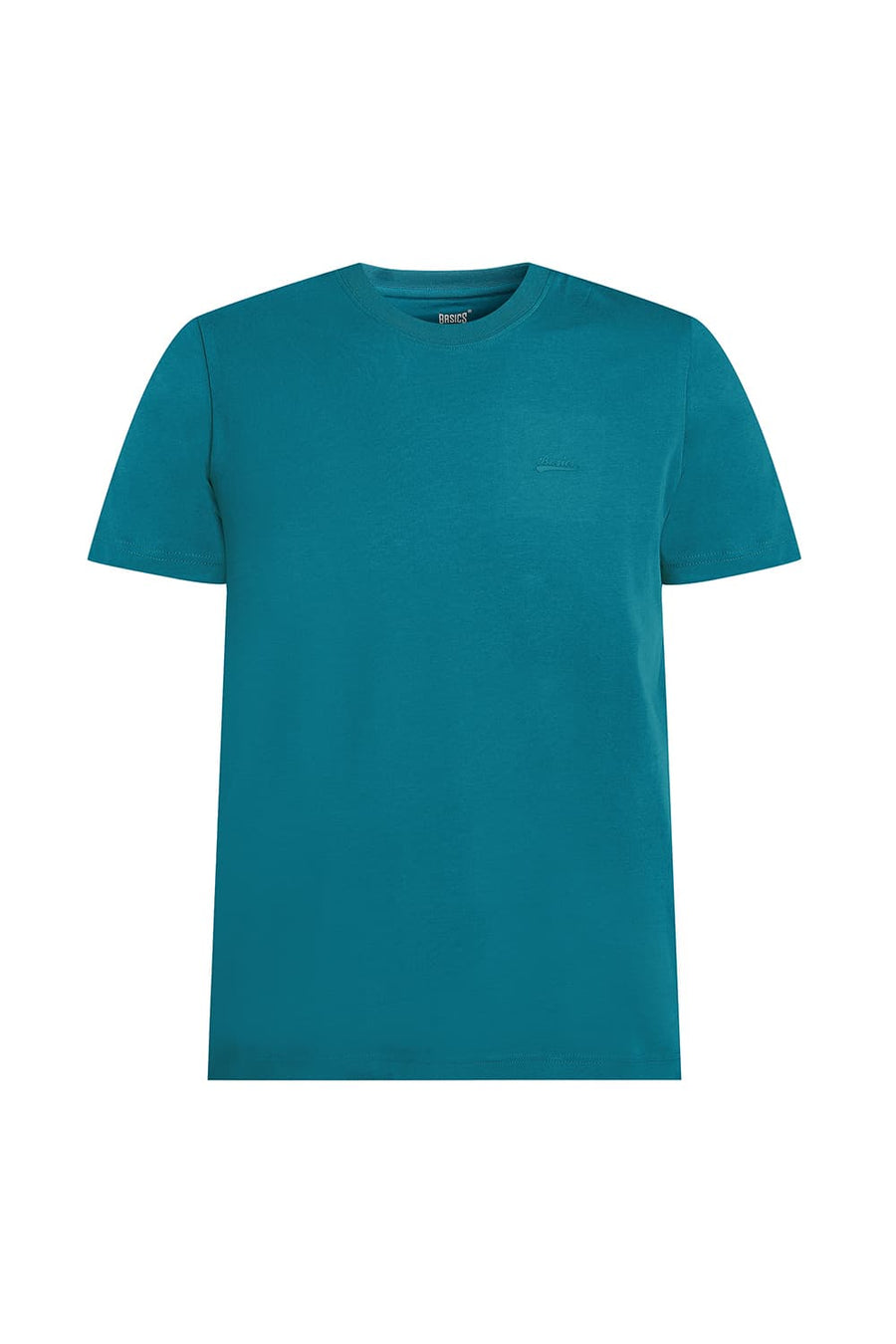 BASICS REGULAR FIT DEEP LAKE COTTON STRETCH CREW T-SHIRT