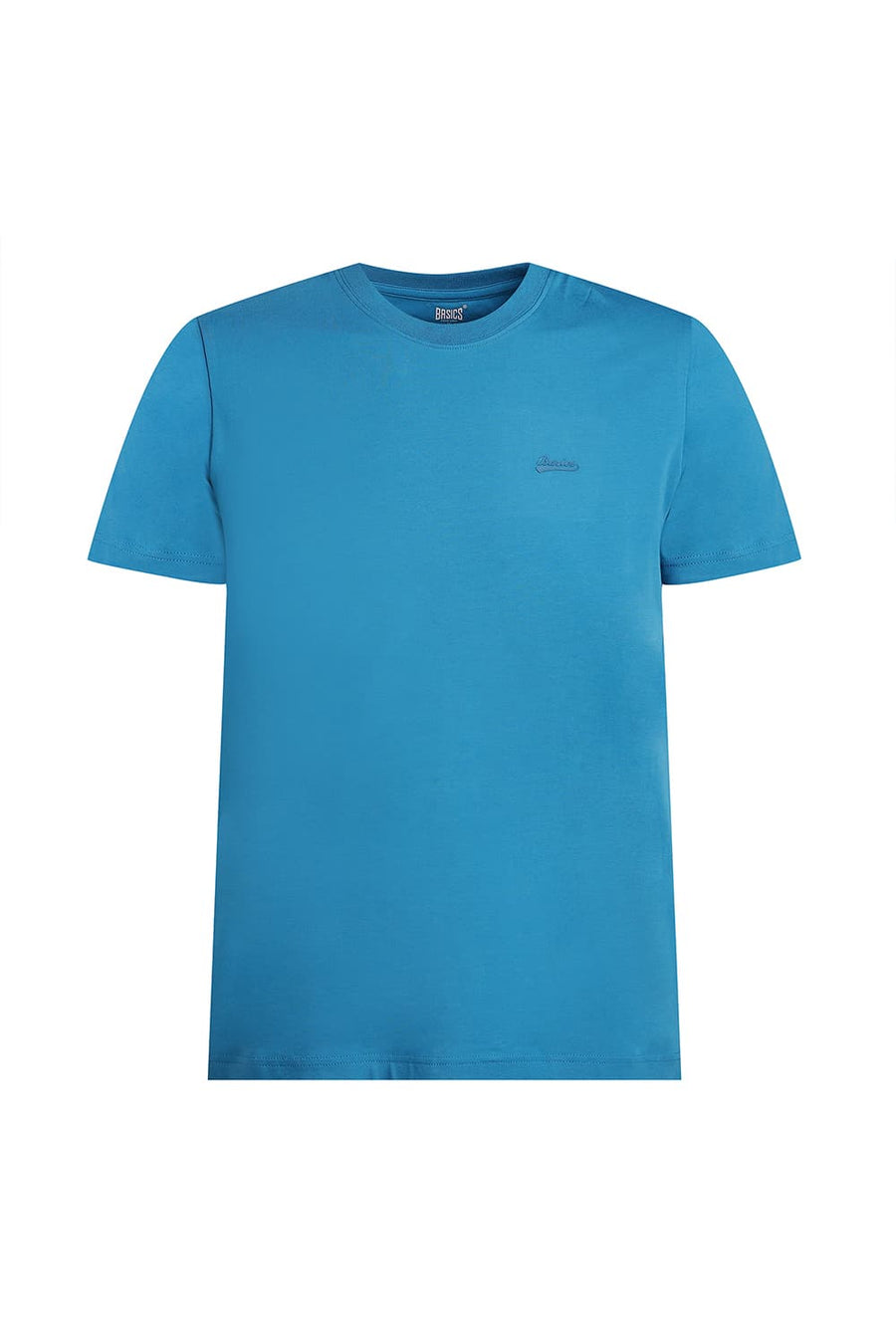 BASICS REGULAR FIT SEAPORT COTTON STRETCH CREW T-SHIRT