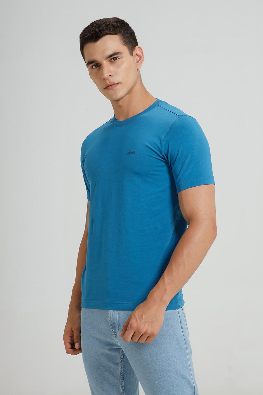 BASICS REGULAR FIT SEAPORT COTTON STRETCH CREW T-SHIRT