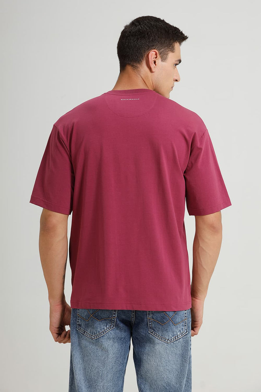 BASICS RELAXED FIT BOYSEN BERRY COTTON STRETCH CREW T-SHIRT