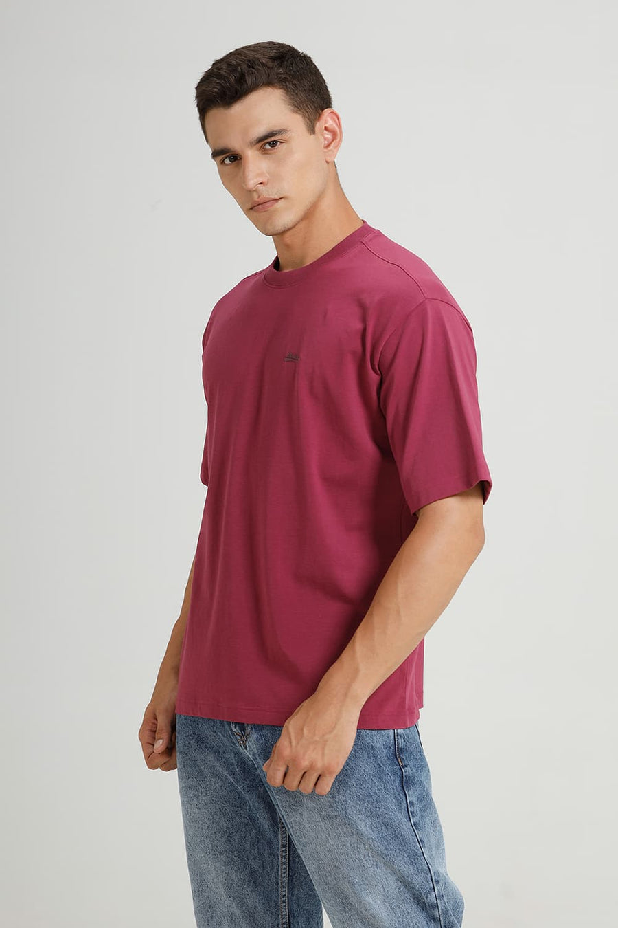 BASICS RELAXED FIT BOYSEN BERRY COTTON STRETCH CREW T-SHIRT