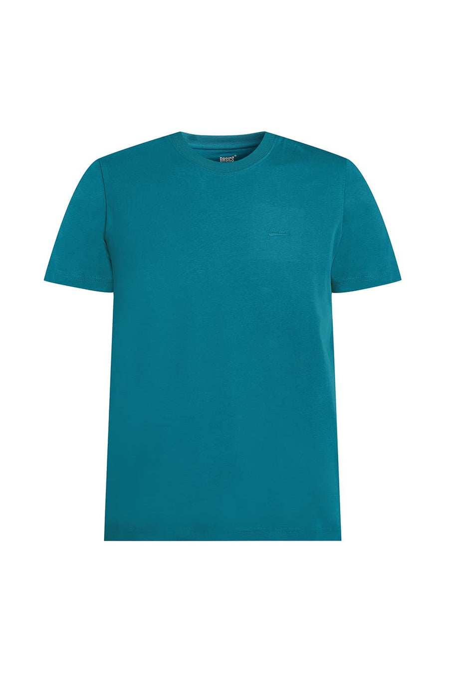 BASICS RELAXED FIT DEEP LAKE COTTON STRETCH CREW T-SHIRT
