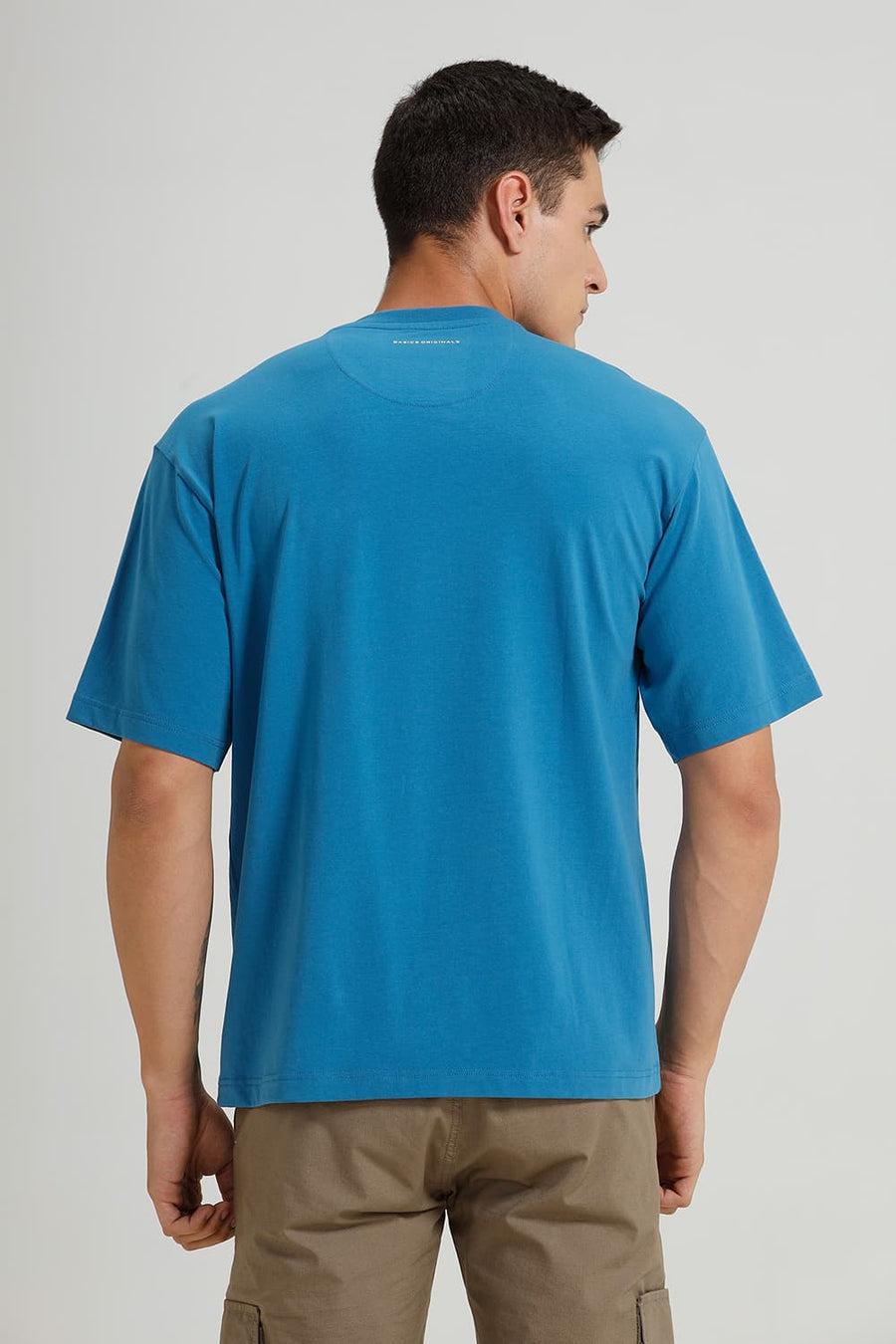 BASICS RELAXED FIT SEAPORT COTTON STRETCH CREW T-SHIRT
