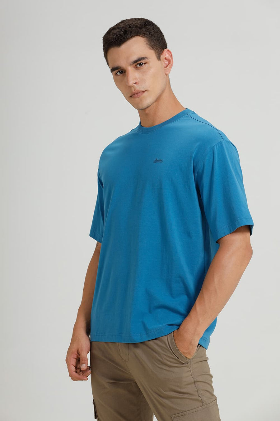 BASICS RELAXED FIT SEAPORT COTTON STRETCH CREW T-SHIRT