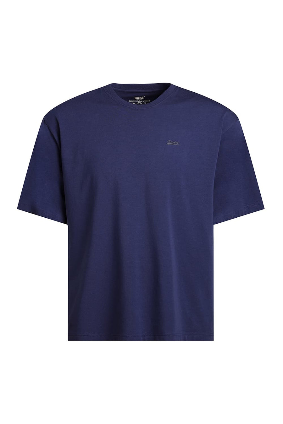 BASICS REGULAR FIT DEEP COBALT COTTON STRETCH CREW T-SHIRT