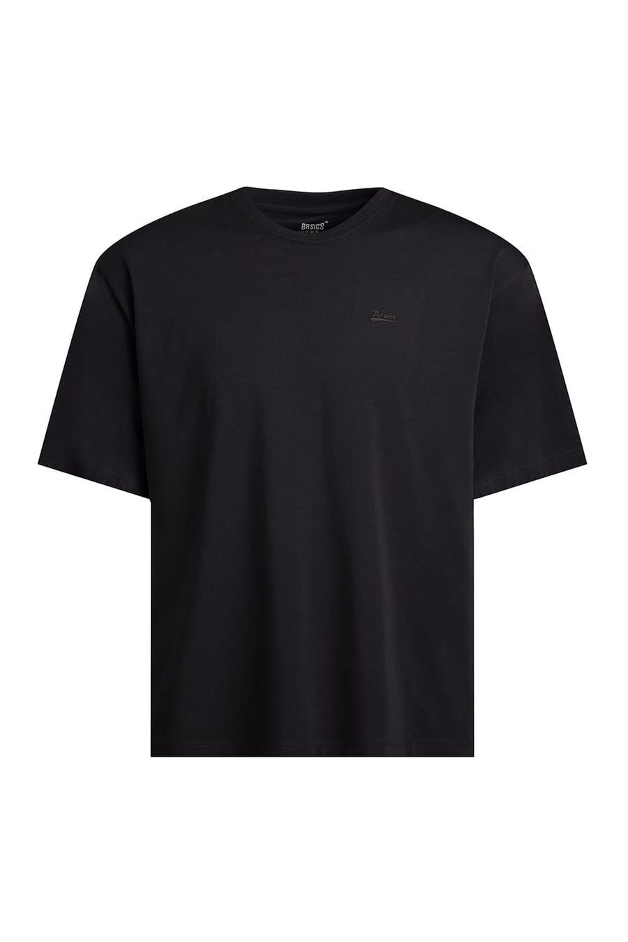 BASICS REGULAR FIT CHARCOAL ART COTTON STRETCH CREW T-SHIRT