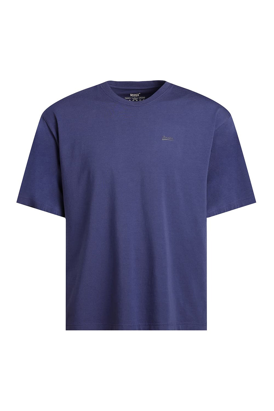 BASICS RELAXED FIT DEEP COBALT COTTON STRETCH CREW T-SHIRT