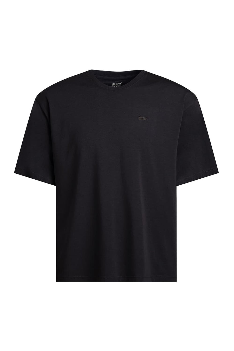 BASICS RELAXED FIT CHARCOAL ART COTTON STRETCH CREW T-SHIRT