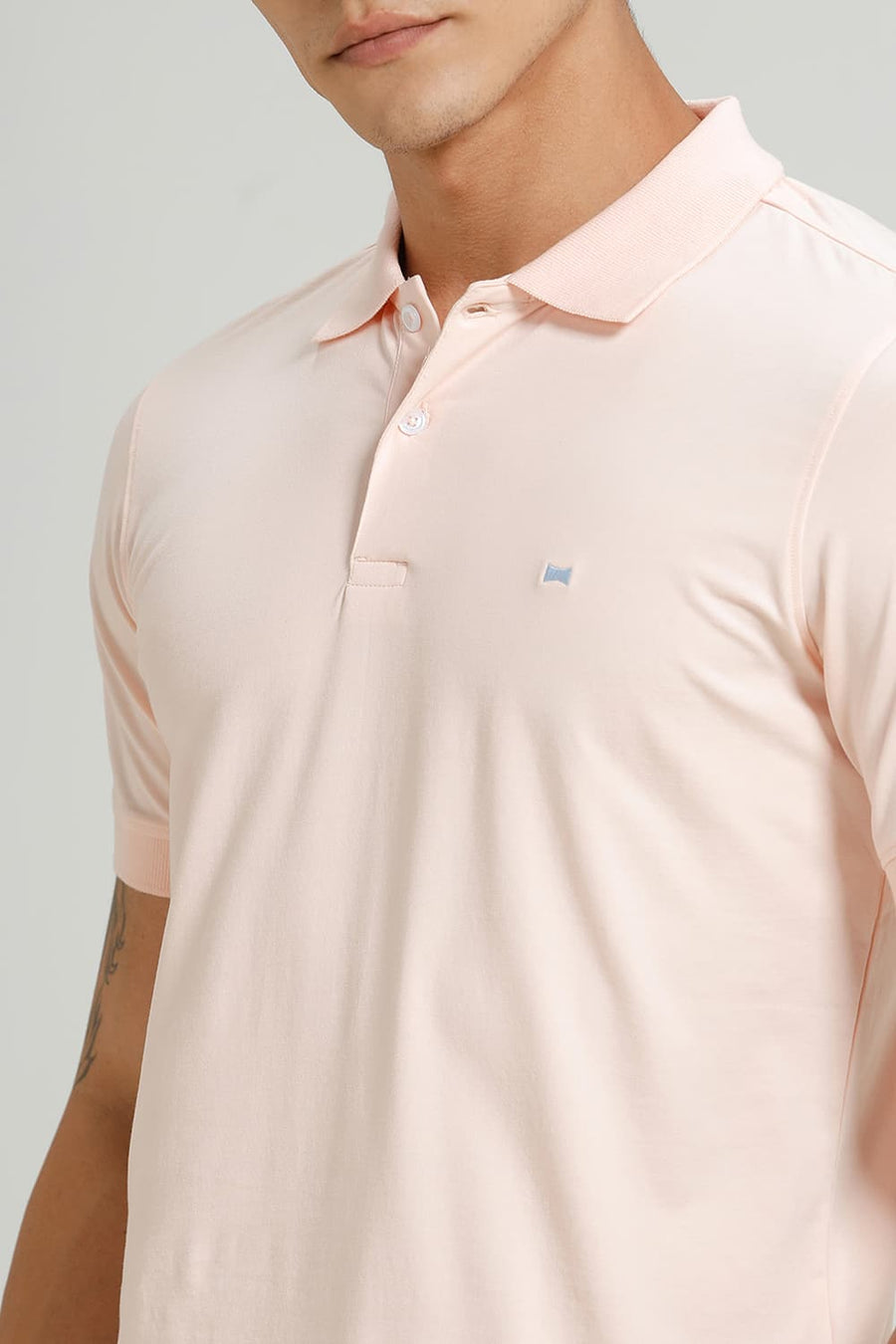 BASICS REGULAR FIT MISTY ROSE COTTON STRETCH POLO T-SHIRT