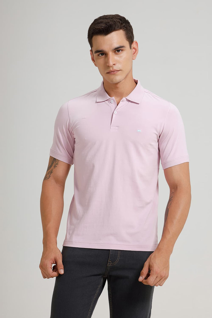 BASICS REGULAR FIT WINSOME ORCHID COTTON STRETCH POLO T-SHIRT