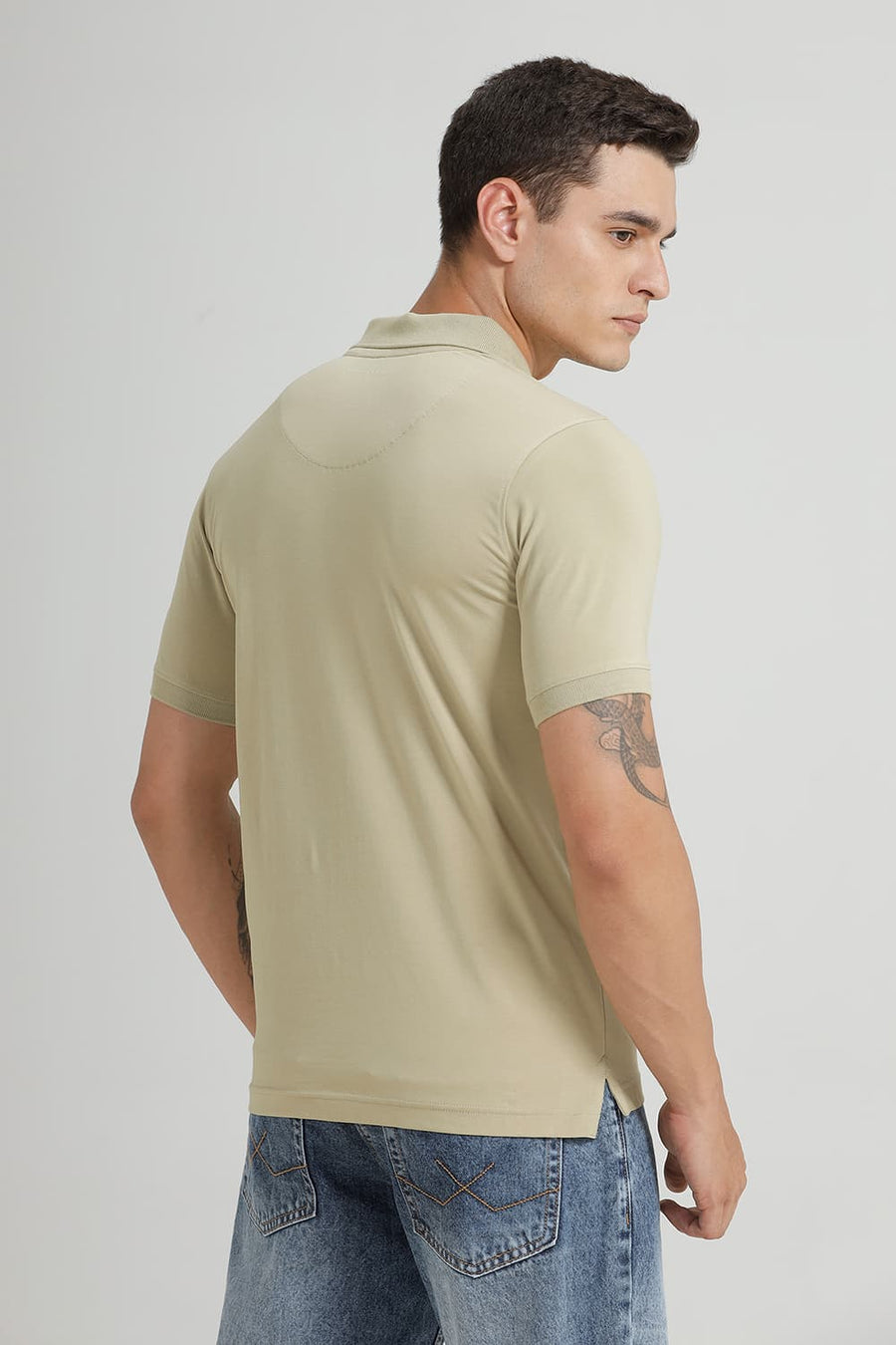 BASICS REGULAR FIT BAY WATER COTTON STRETCH POLO T-SHIRT