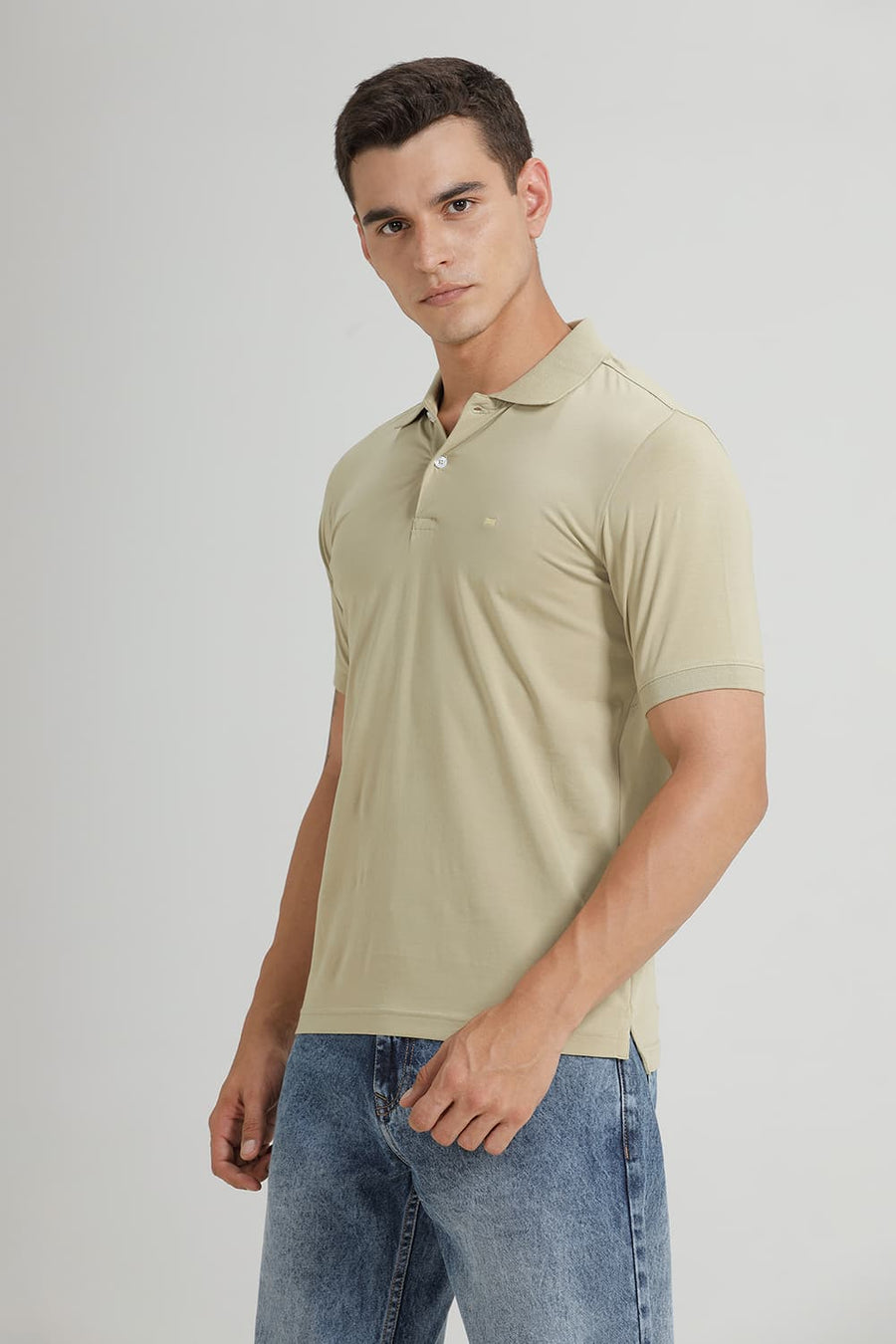 BASICS REGULAR FIT BAY WATER COTTON STRETCH POLO T-SHIRT