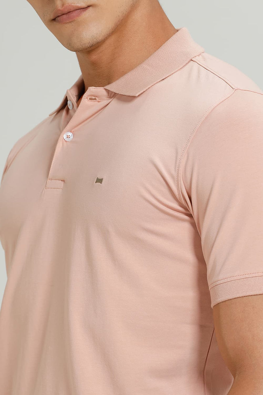 BASICS REGULAR FIT DUSTY CORAL COTTON STRETCH POLO T-SHIRT