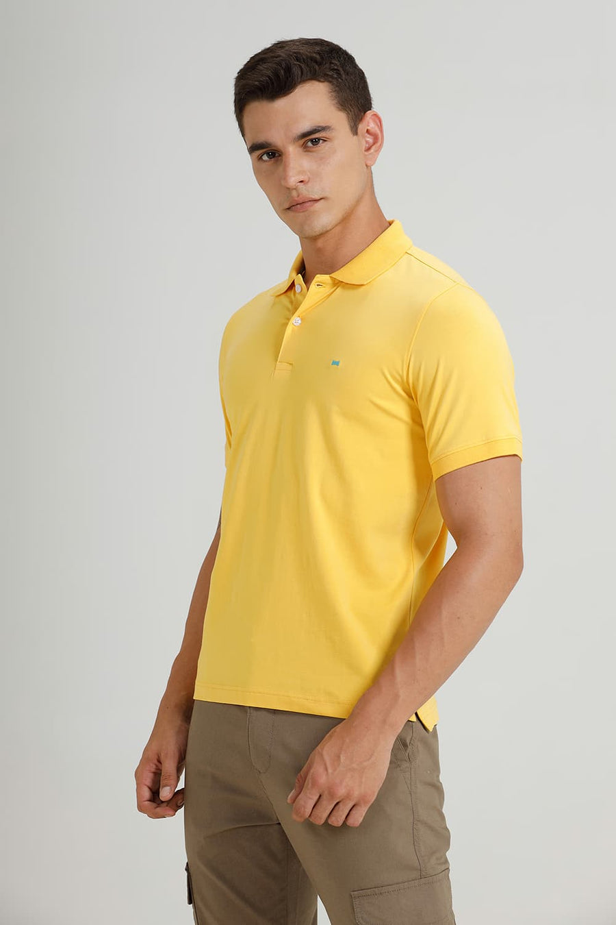 BASICS REGULAR FIT BANANA COTTON STRETCH POLO T-SHIRT
