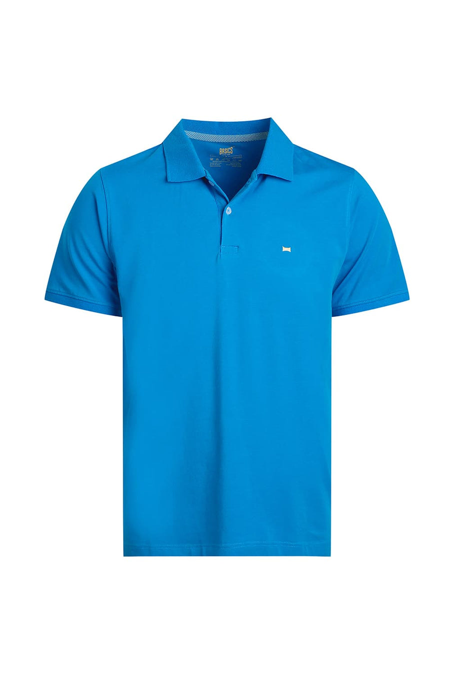 BASICS REGULAR FIT INDIGO BUNTING COTTON STRETCH POLO T-SHIRT