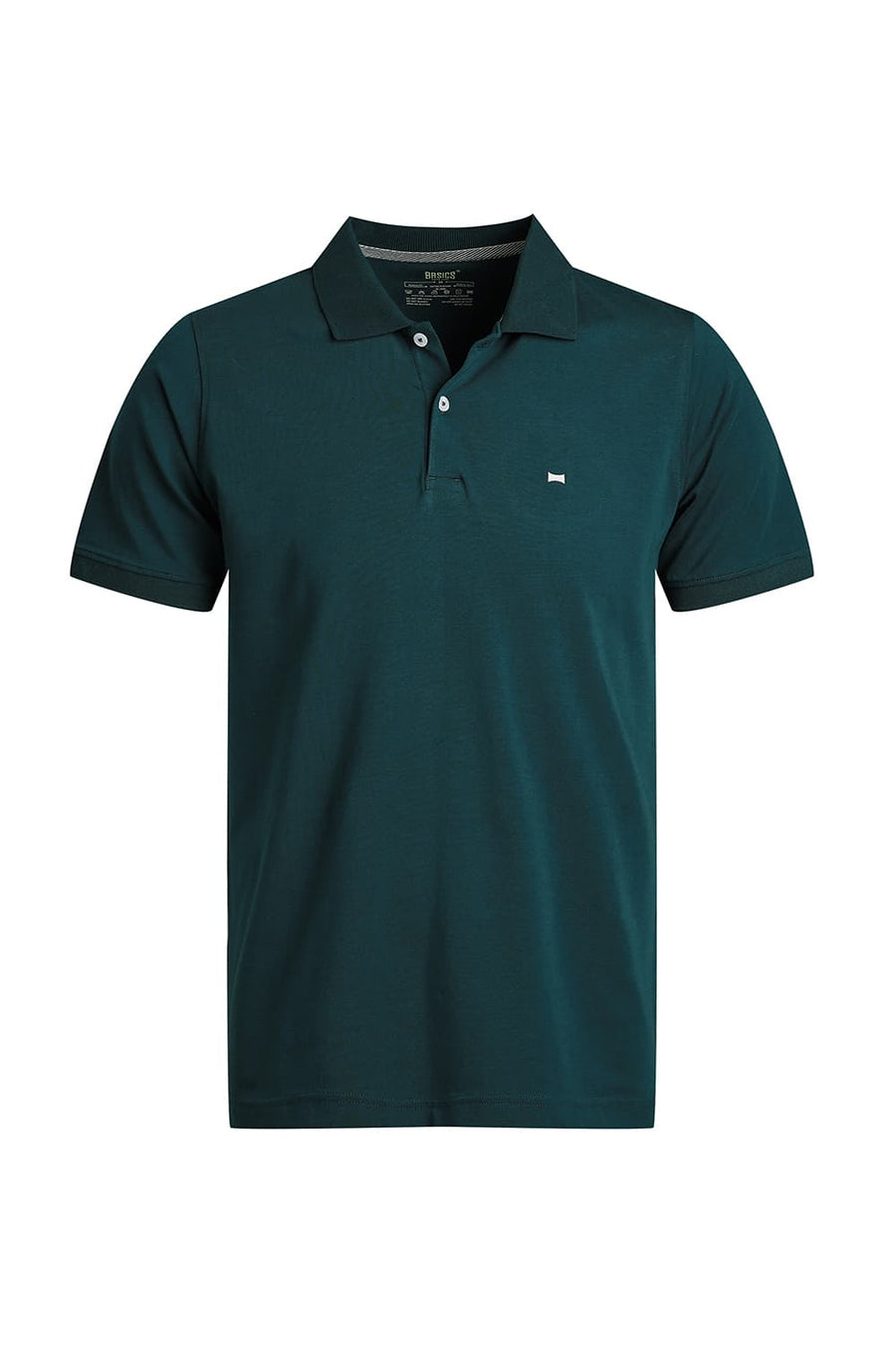 BASICS REGULAR FIT DARK SEA COTTON STRETCH POLO T-SHIRT