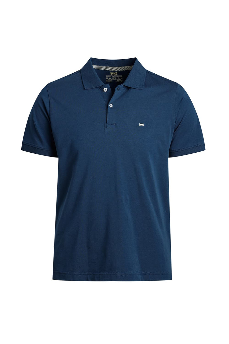 BASICS REGULAR FIT TITAIN NAVY COTTON STRETCH POLO T-SHIRT