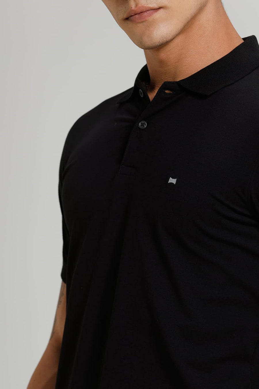 BASICS REGULAR FIT BLACK BEAUTY COTTON STRETCH POLO T-SHIRT