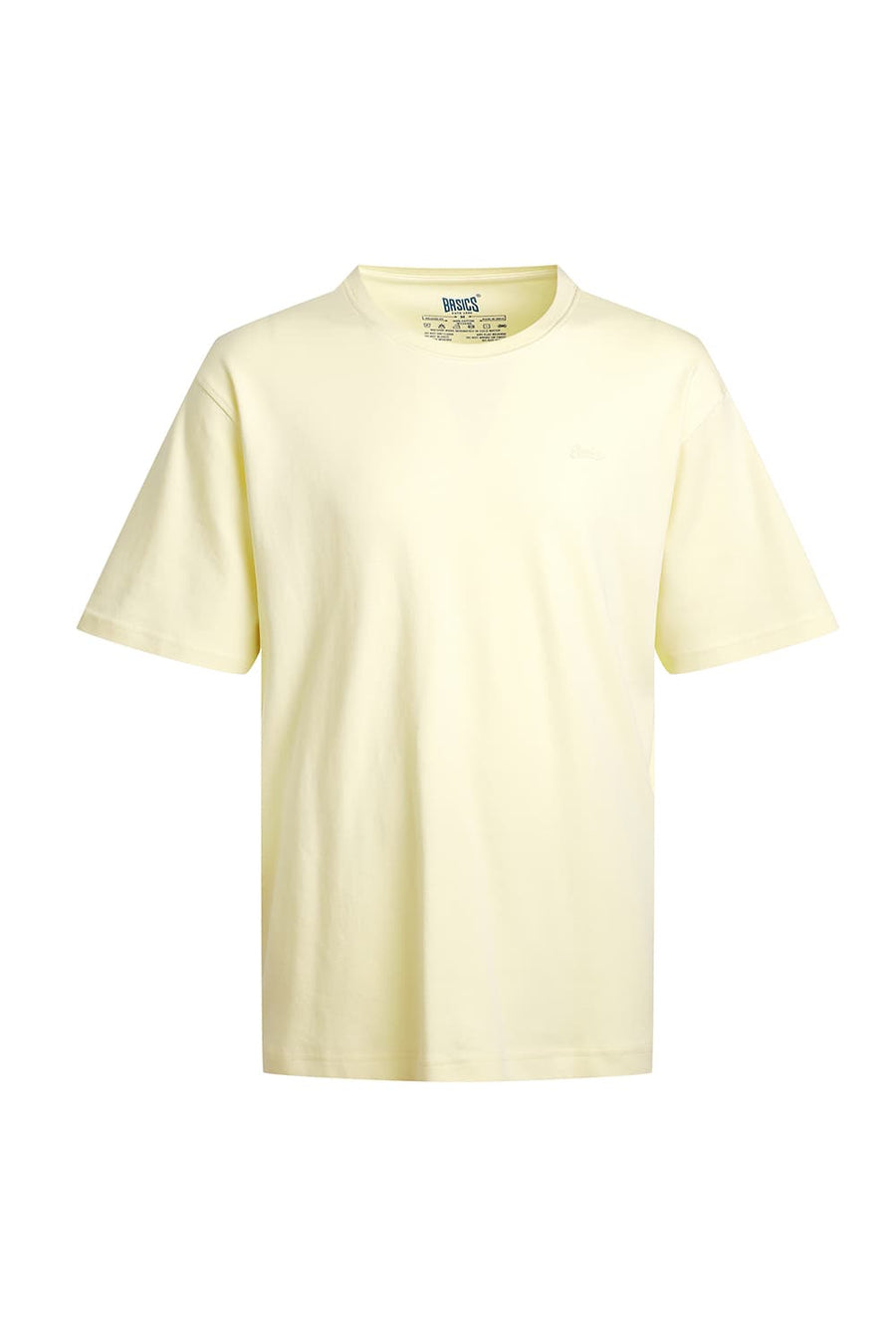 BASICS RELAXED FIT PASTEL YELLOW COTTON CREW T-SHIRT