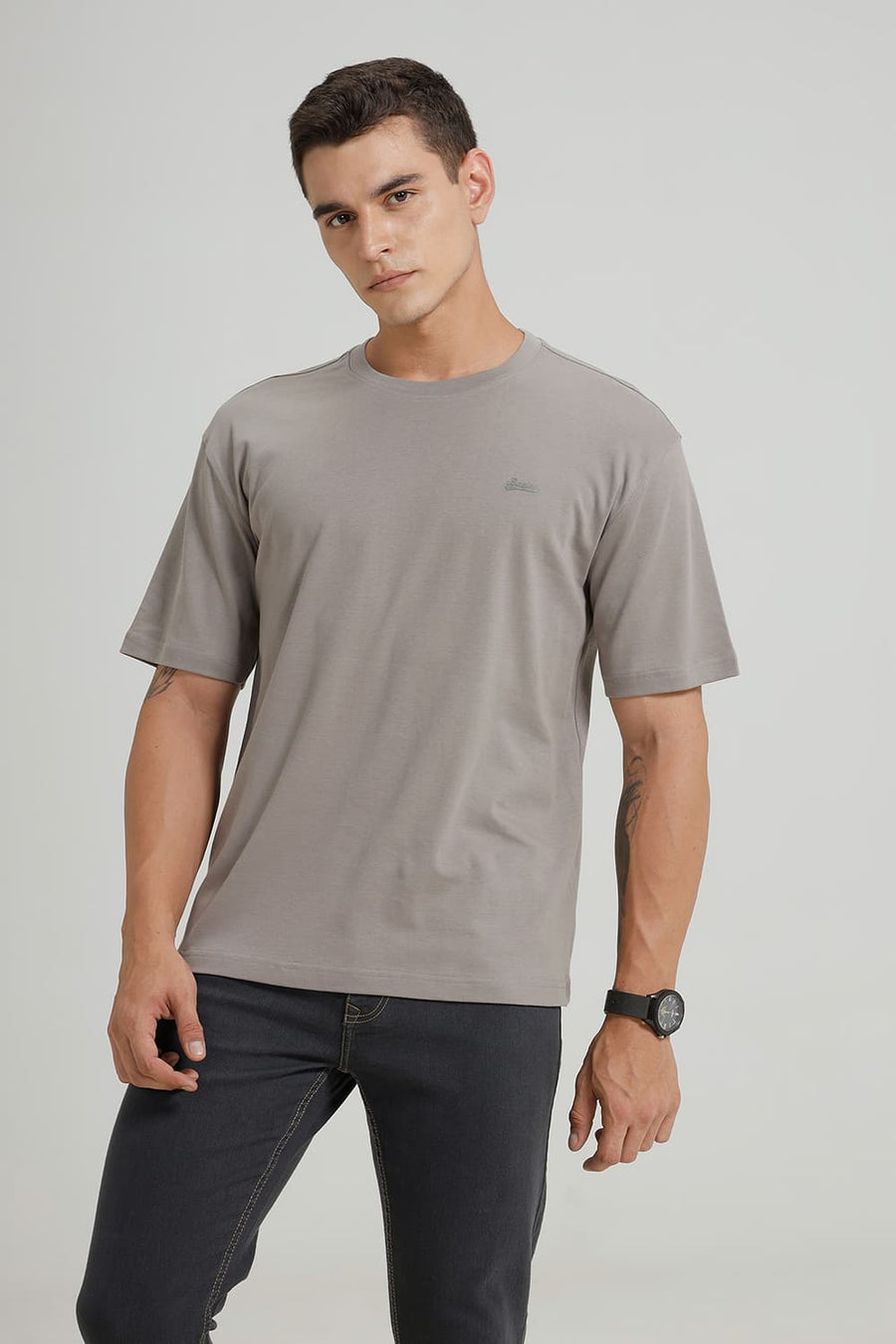 BASICS RELAXED FIT SILENT STORM COTTON CREW T-SHIRT