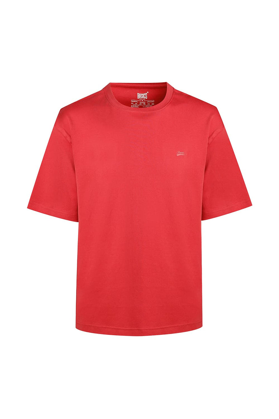 BASICS RELAXED FIT ROCOCCO RED COTTON CREW T-SHIRT
