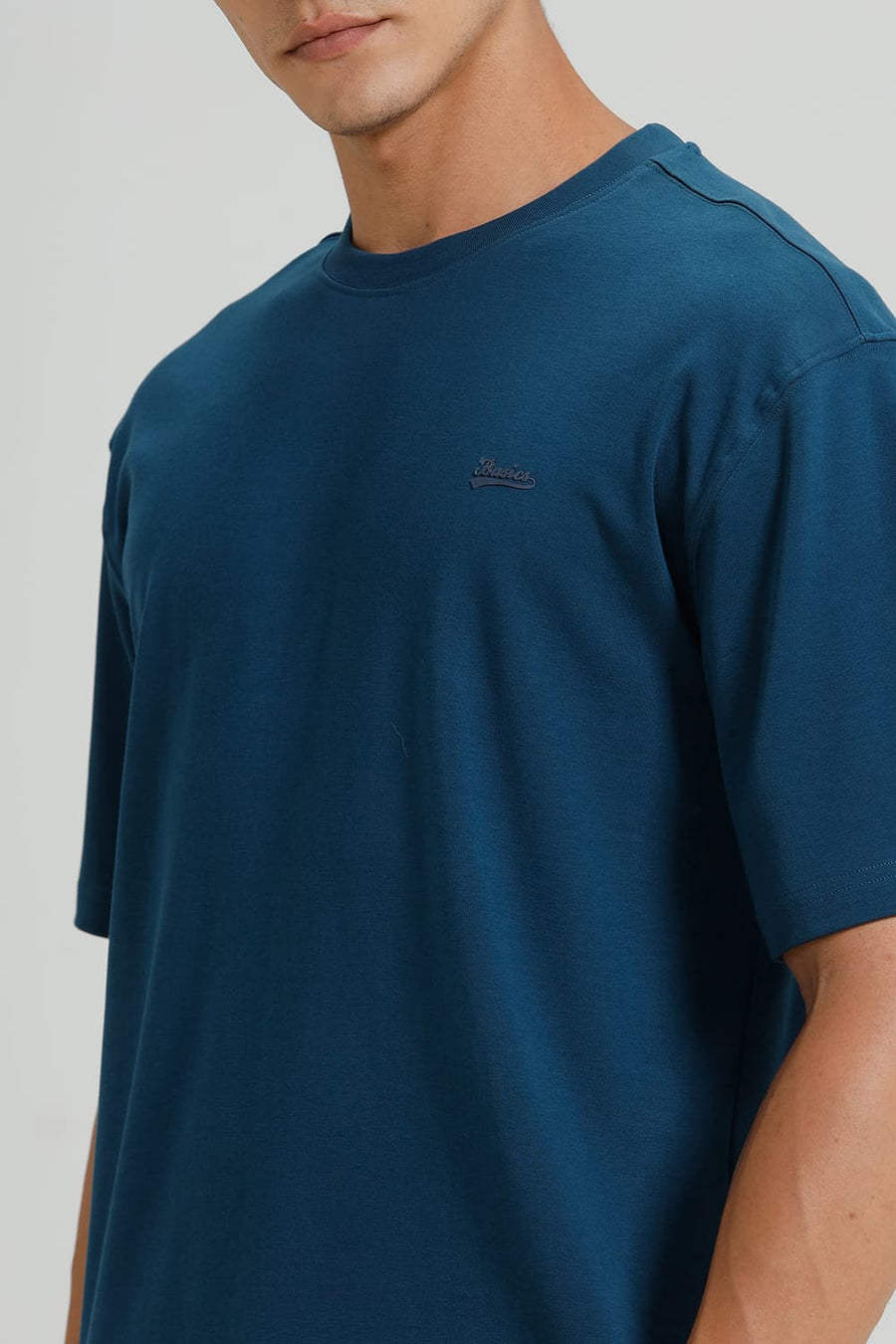 BASICS RELAXED FIT LEGION BLUE COTTON CREW T-SHIRT