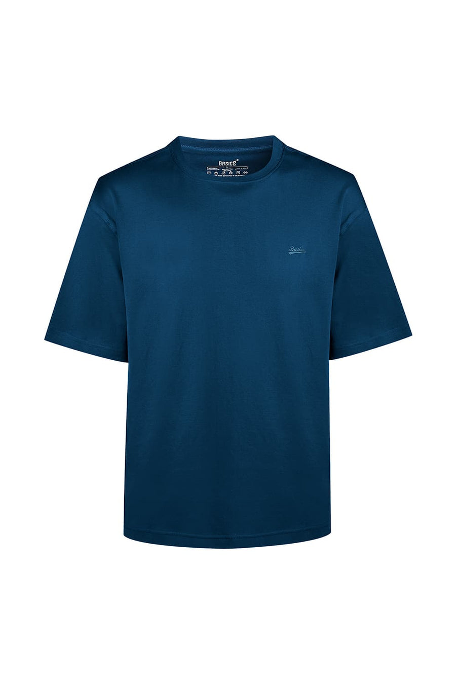 BASICS RELAXED FIT LEGION BLUE COTTON CREW T-SHIRT