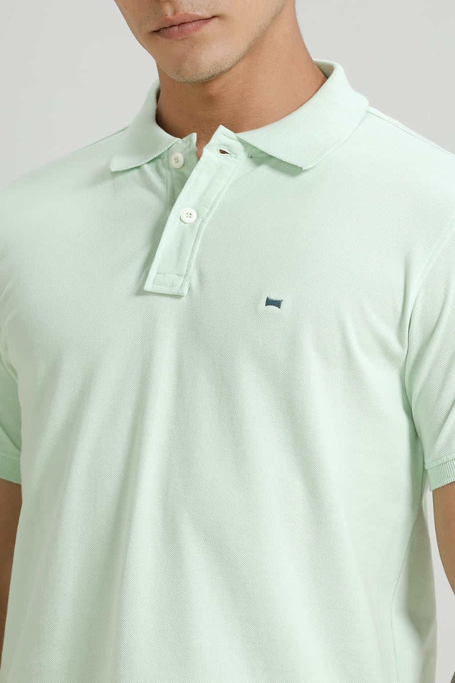 BASICS REGULAR FIT PASTEL GREEN COTTON POLO T-SHIRT