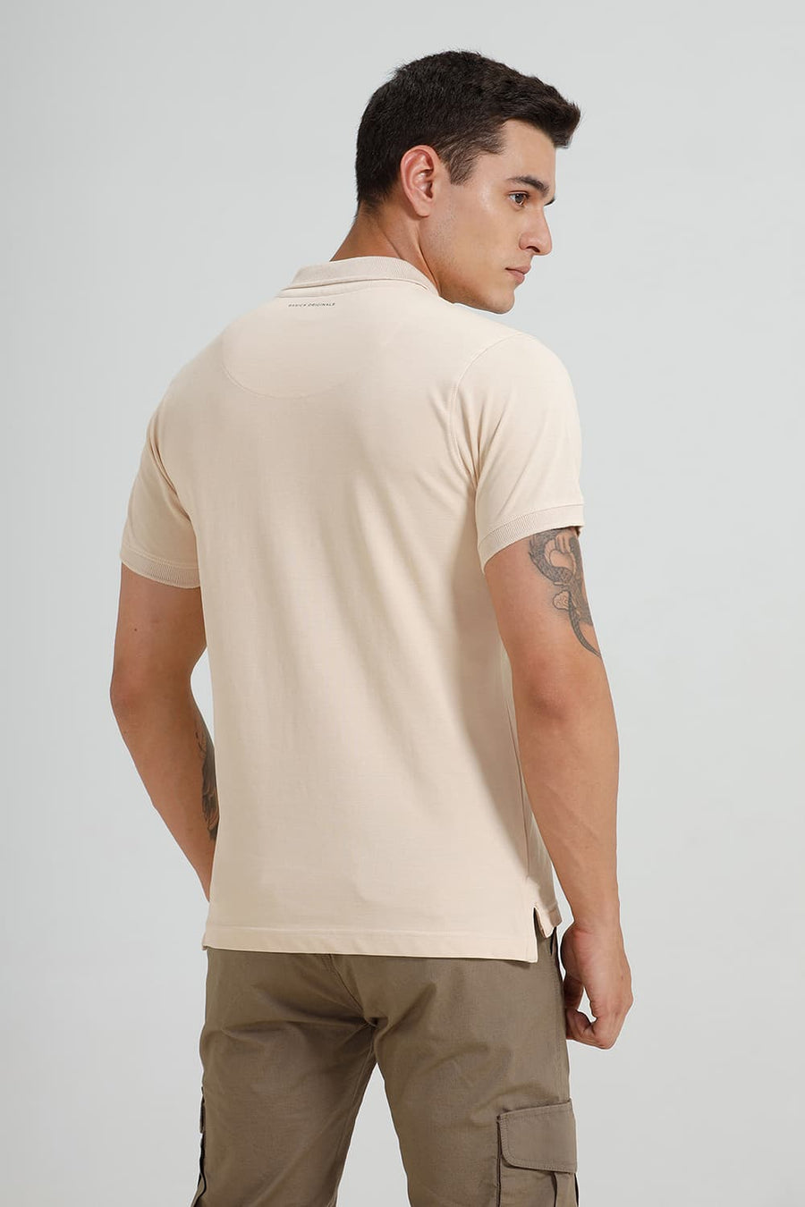 BASICS REGULAR FIT BRAZILIAN SAND COTTON POLO T-SHIRT