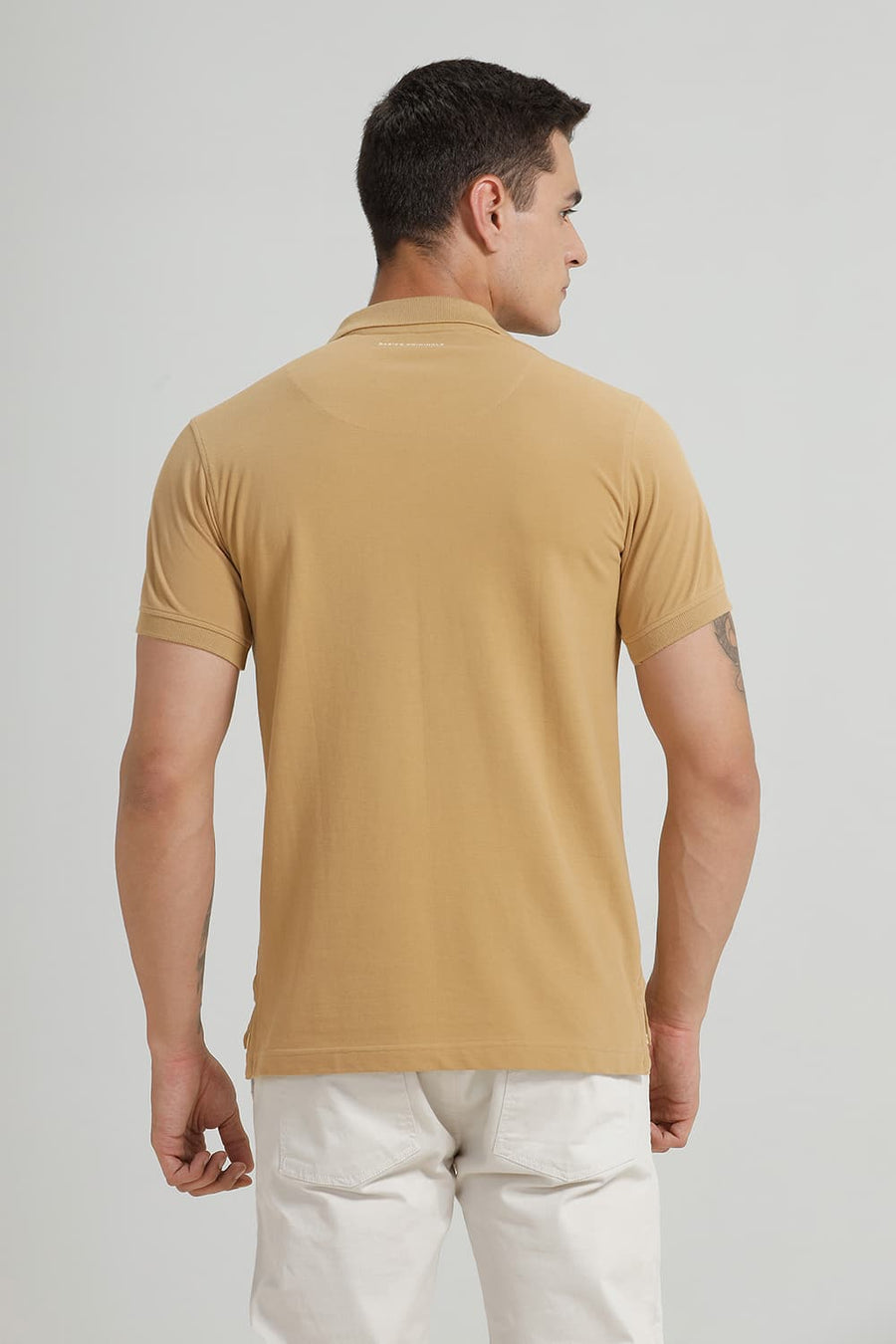 BASICS REGULAR FIT ICED COFFEE COTTON POLO T-SHIRT