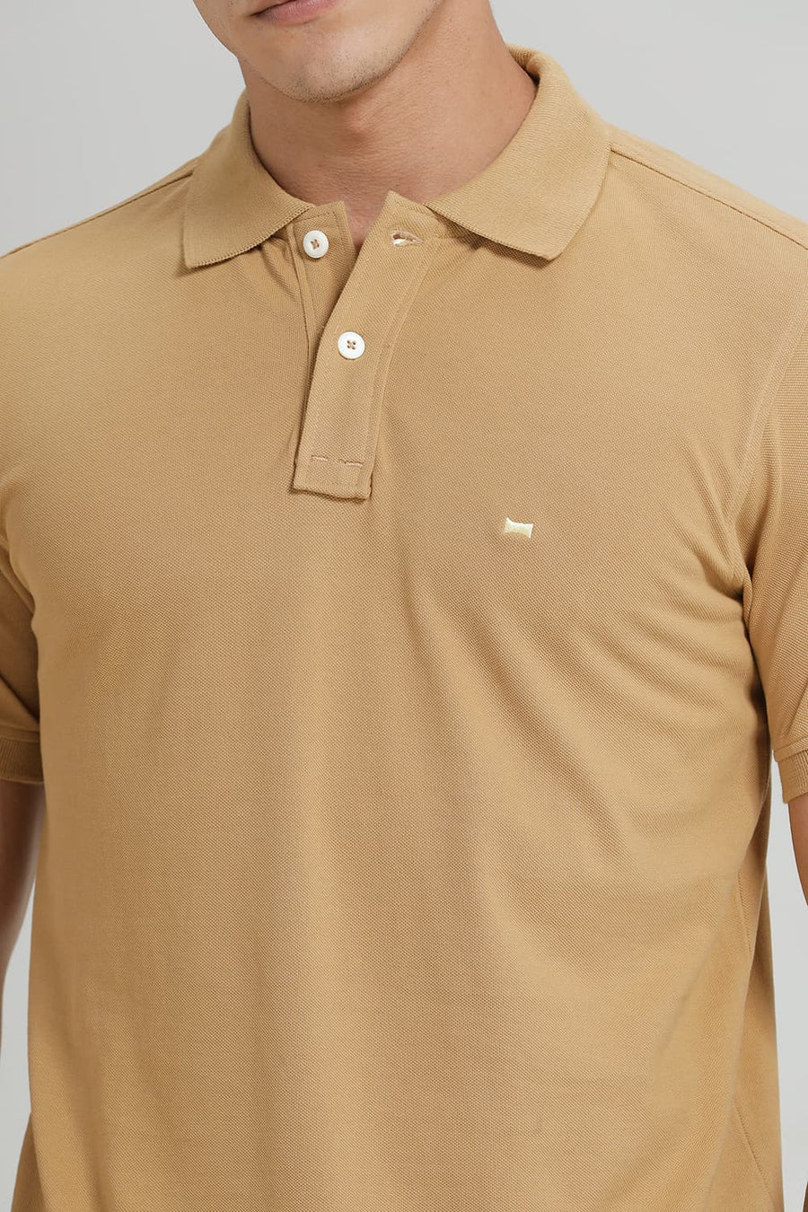 BASICS REGULAR FIT ICED COFFEE COTTON POLO T-SHIRT