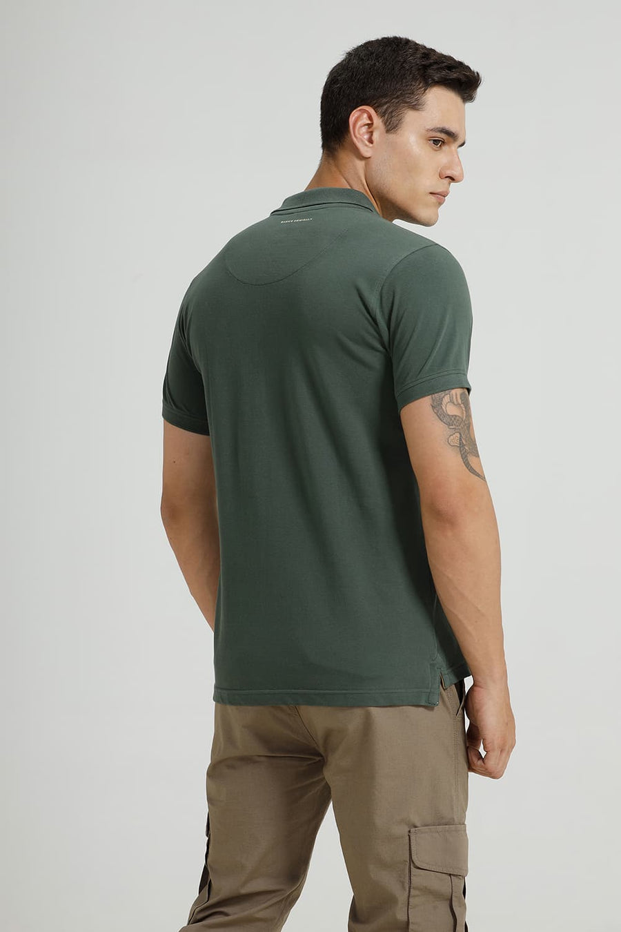 BASICS REGULAR FIT CILANTRO COTTON POLO T-SHIRT