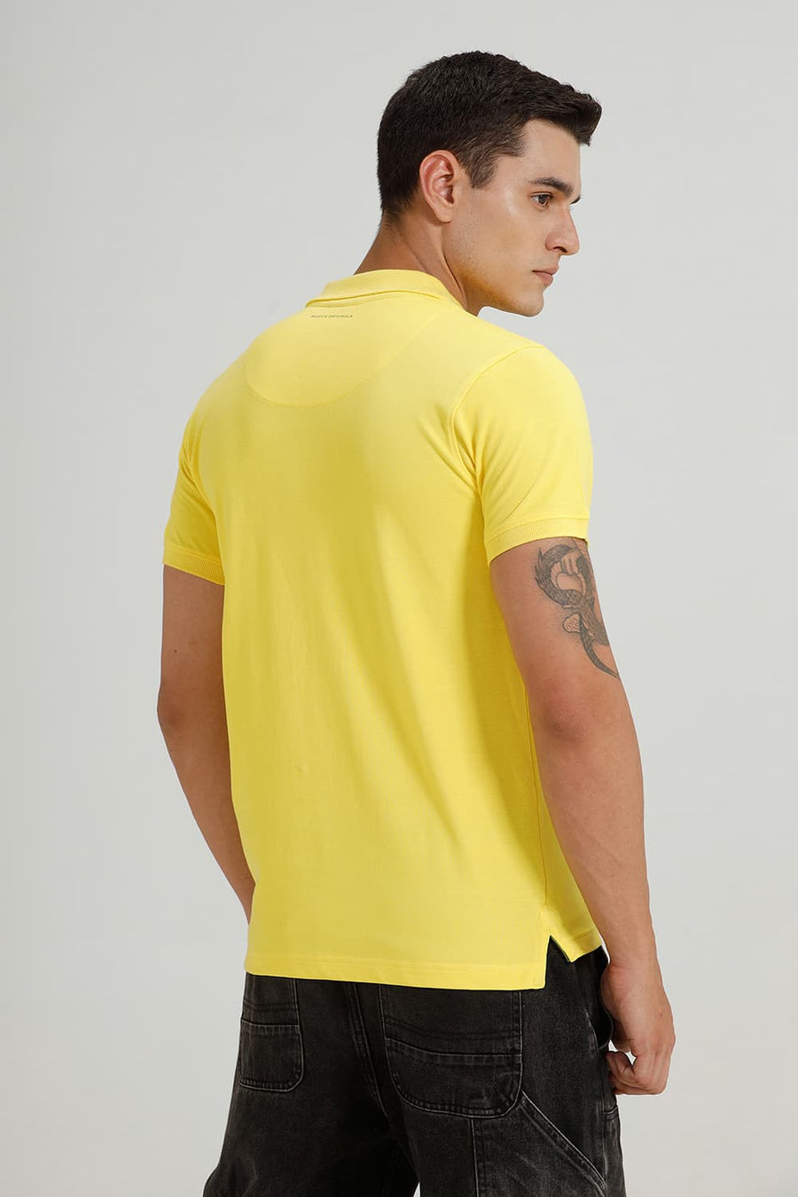BASICS REGULAR FIT LEMON ZEST COTTON POLO T-SHIRT