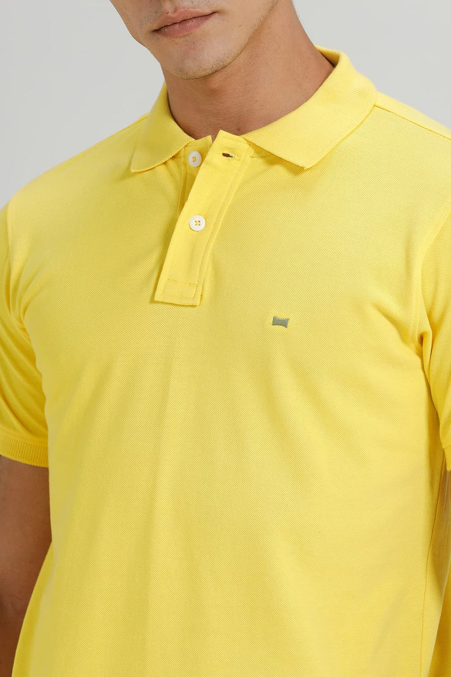 BASICS REGULAR FIT LEMON ZEST COTTON POLO T-SHIRT