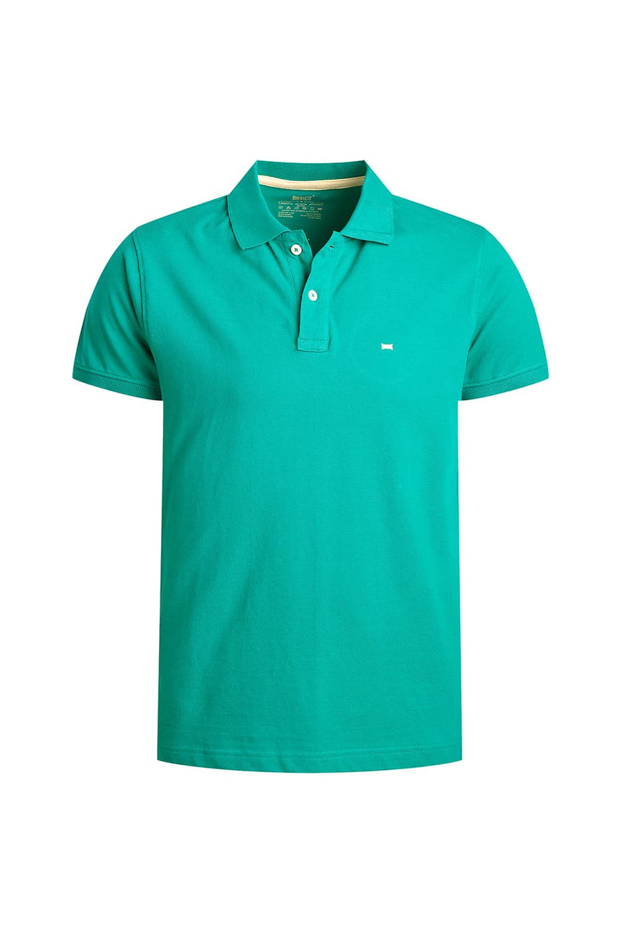 BASICS REGULAR FIT MINT GREEN COTTON POLO T-SHIRT