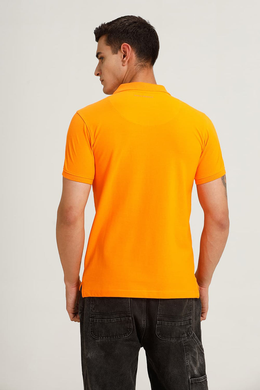 BASICS REGULAR FIT TANGELO COTTON POLO T-SHIRT