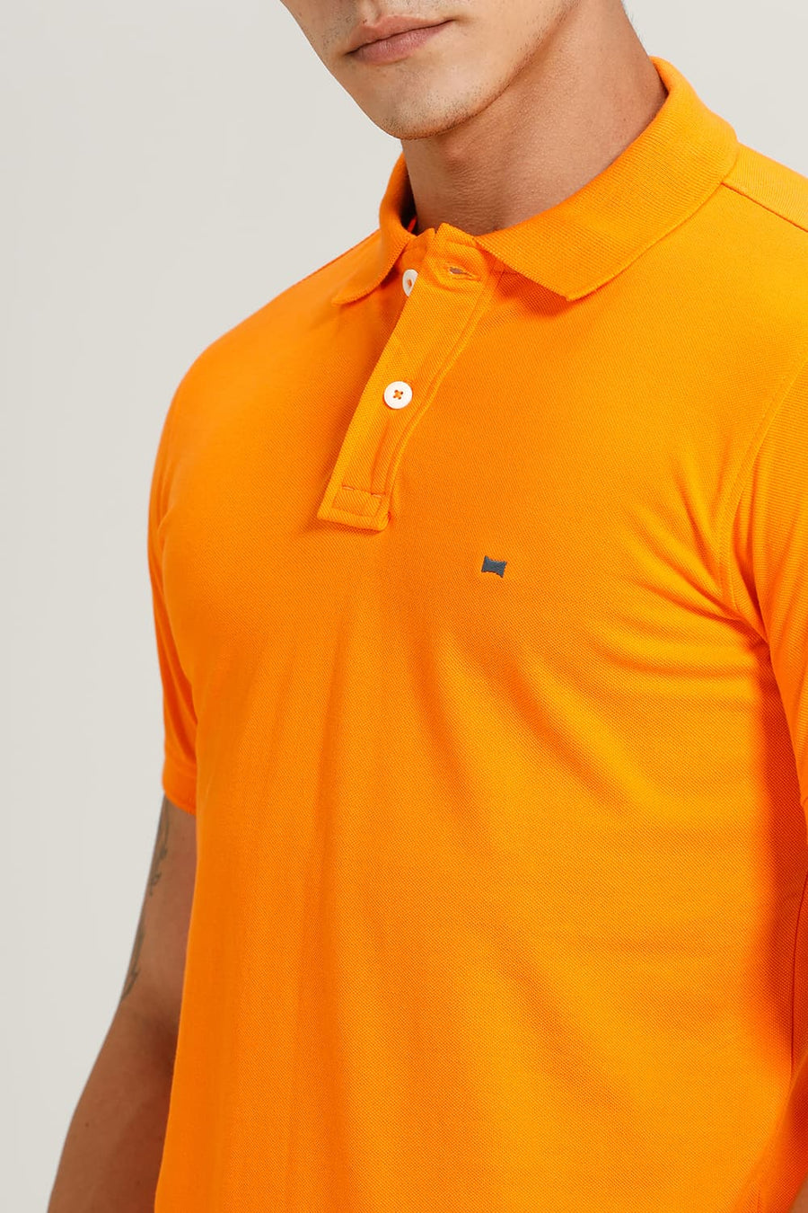 BASICS REGULAR FIT TANGELO COTTON POLO T-SHIRT