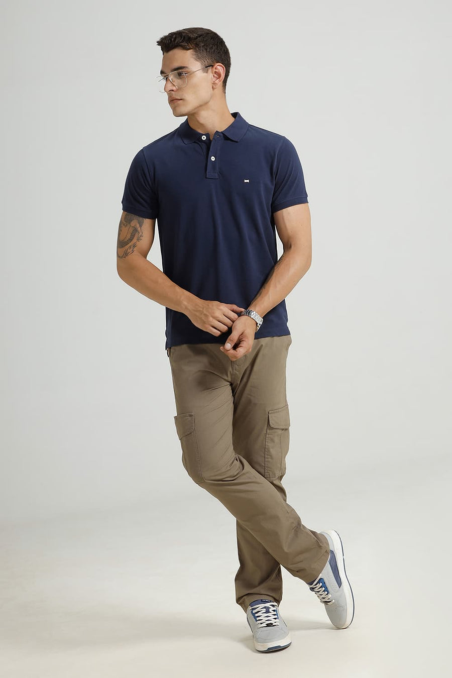 BASICS REGULAR FIT NAVAL ACADEMY COTTON POLO T-SHIRT