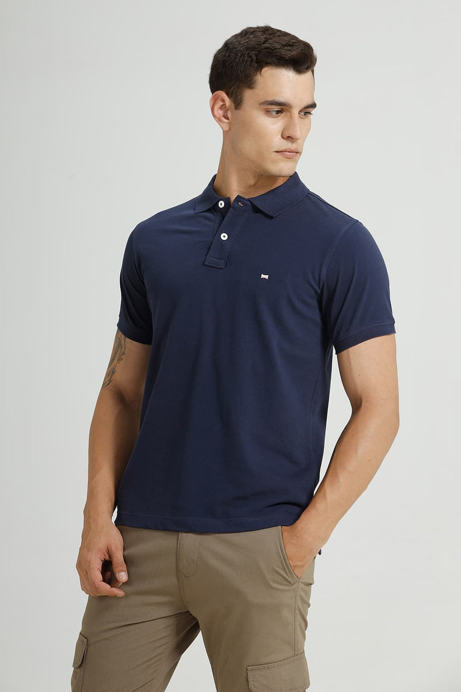 BASICS REGULAR FIT NAVAL ACADEMY COTTON POLO T-SHIRT