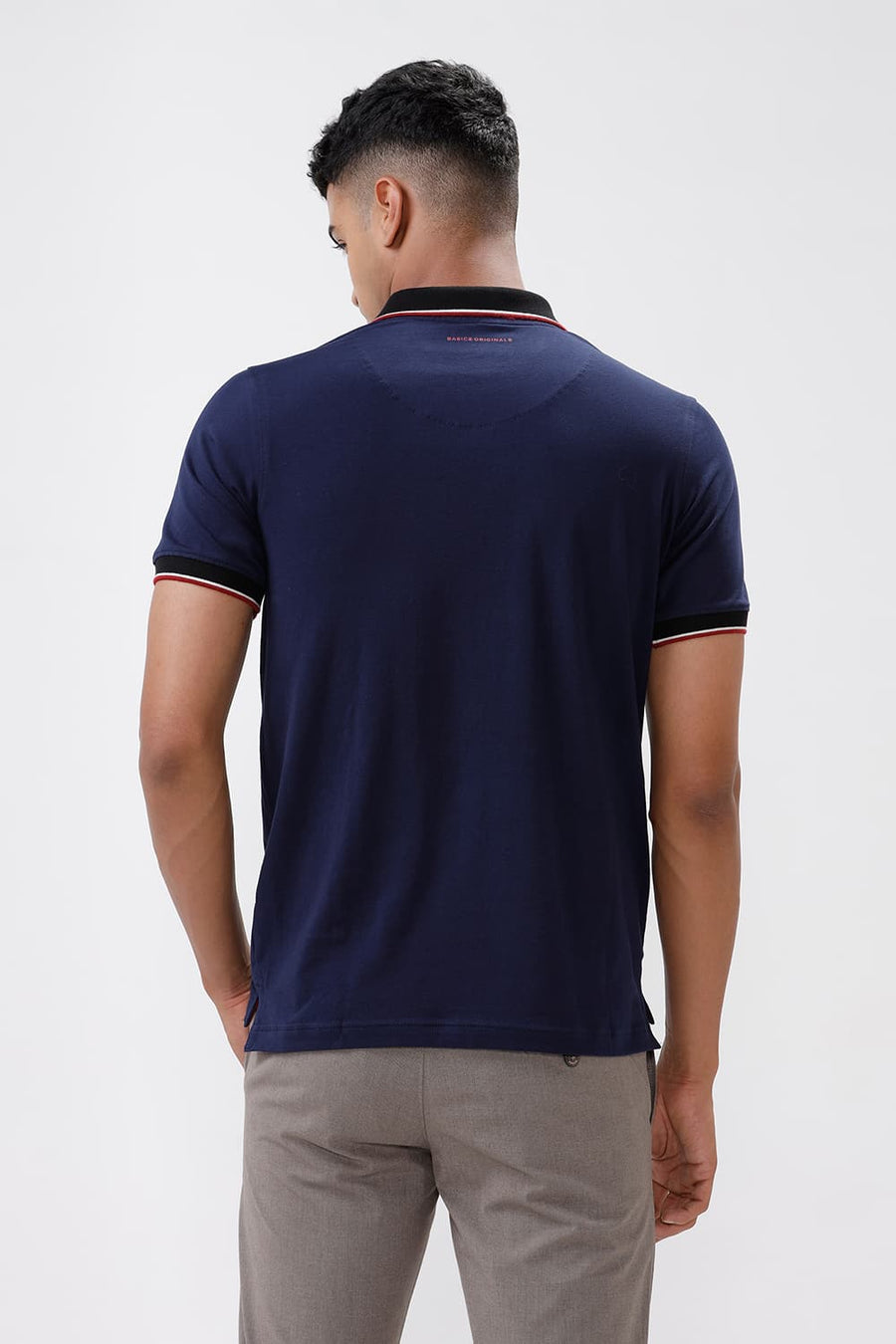 BASICS REGULAR FIT NAVAL ACADEMY COTTON STRETCH POLO T-SHIRT