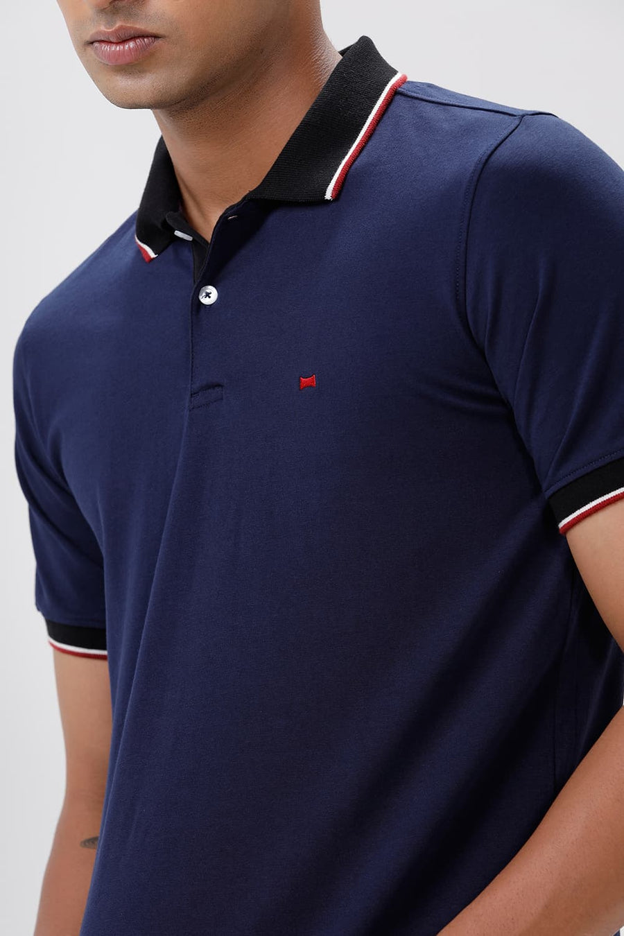BASICS REGULAR FIT NAVAL ACADEMY COTTON STRETCH POLO T-SHIRT