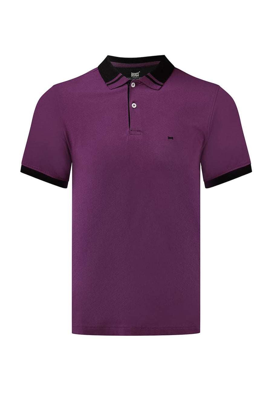 BASICS REGULAR FIT PLUM COTTON STRETCH POLO T-SHIRT