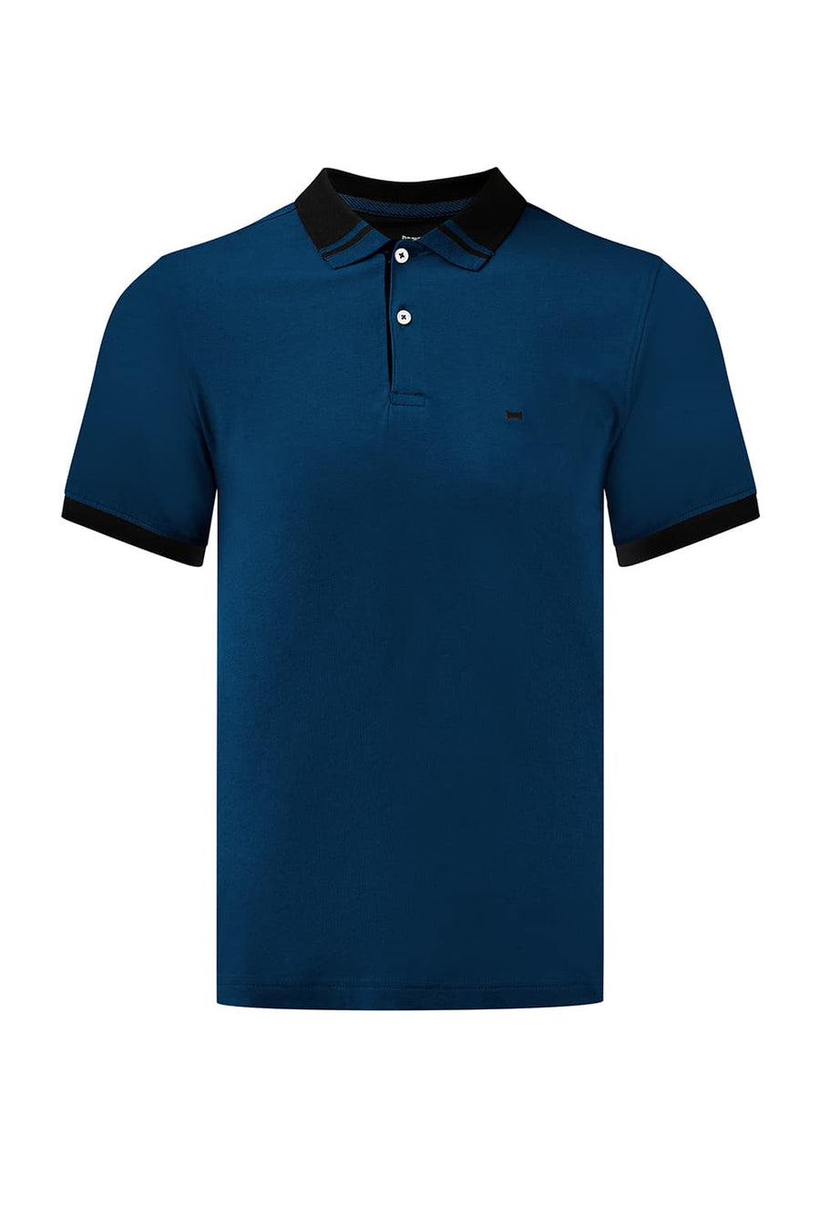 BASICS REGULAR FIT LEGION BLUE COTTON STRETCH POLO T-SHIRT