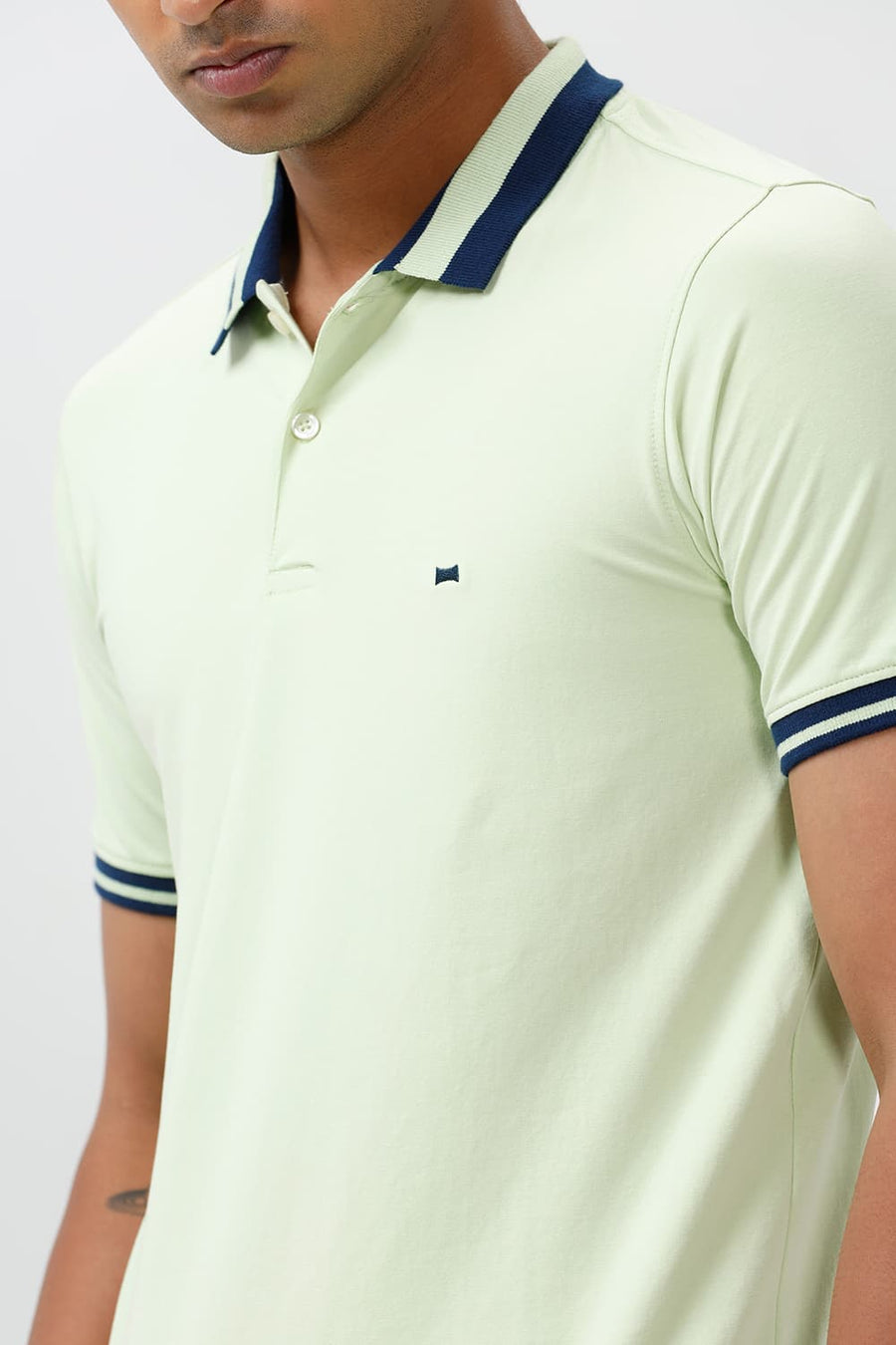 BASICS REGULAR FIT REED COTTON STRETCH POLO T-SHIRT