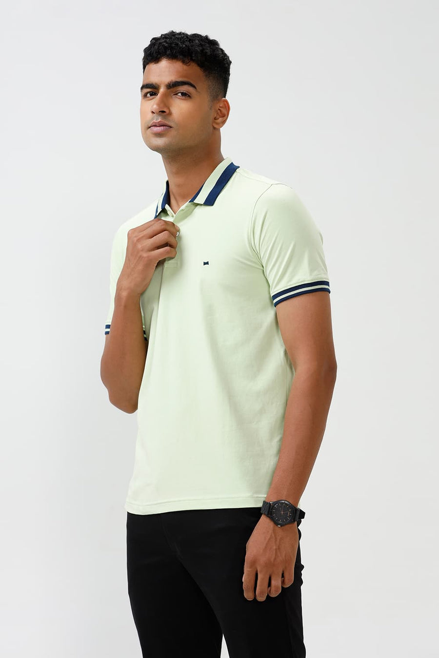 BASICS REGULAR FIT REED COTTON STRETCH POLO T-SHIRT
