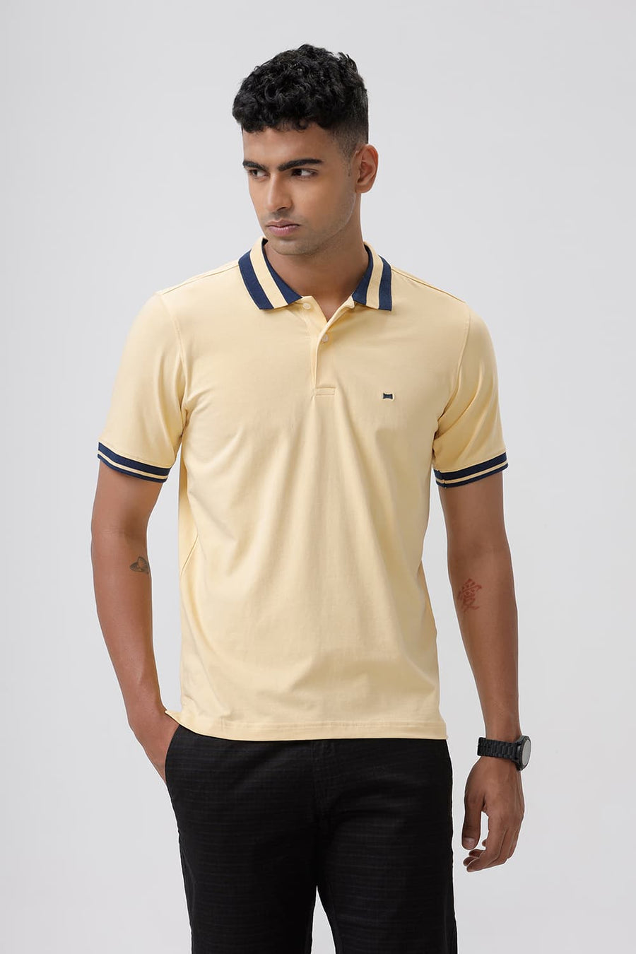 BASICS REGULAR FIT SUNDRESS COTTON STRETCH POLO T-SHIRT