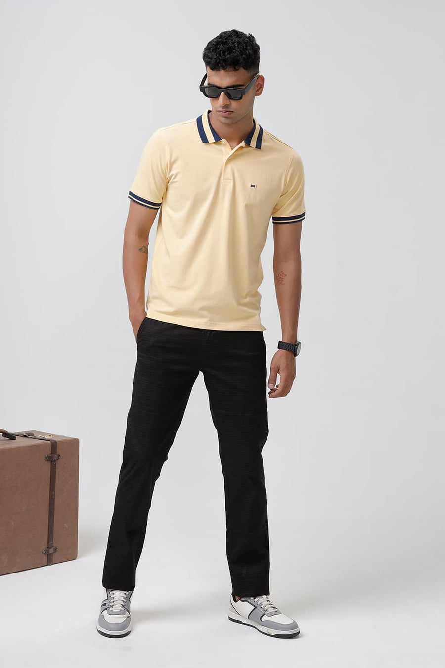 BASICS REGULAR FIT SUNDRESS COTTON STRETCH POLO T-SHIRT