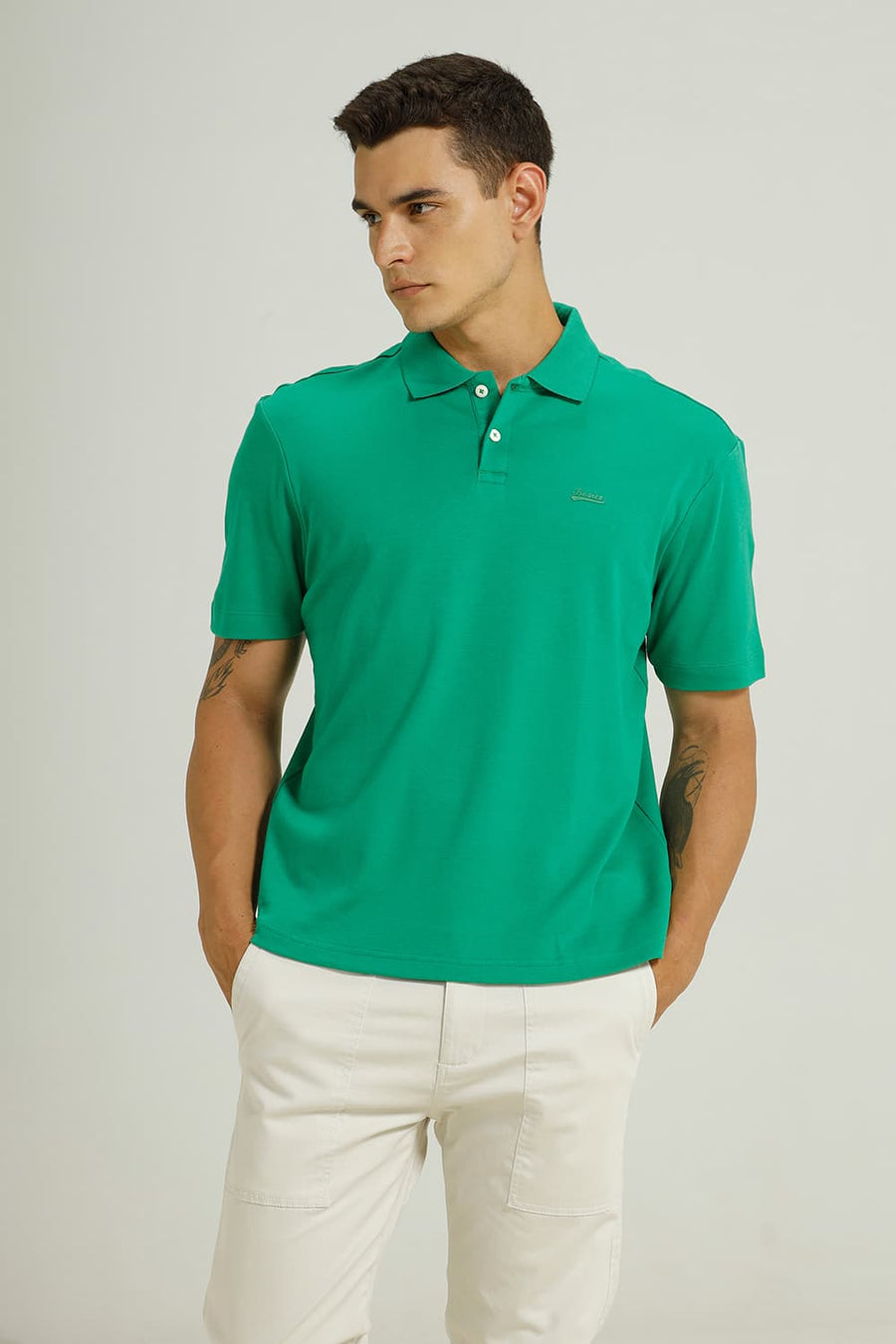 BASICS RELAXED FIT AMAZON COTTON POLO T-SHIRT